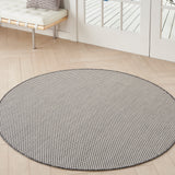 Nourison Courtyard COU01 Machine Made Ivory, Charcoal Rug