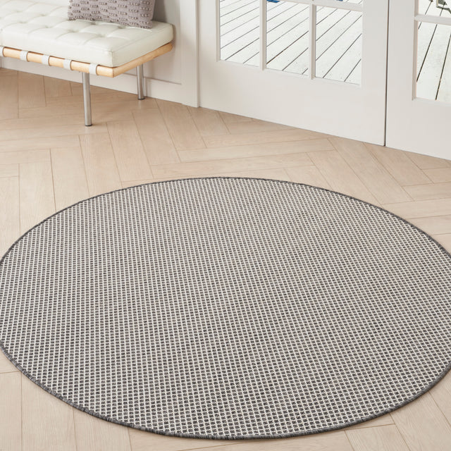 Nourison Courtyard COU01 Machine Made Ivory, Charcoal Rug