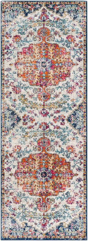 Surya Harput Hap-1000 Aqua, Off-White, Blue, Red, Saffron, Burnt Orange Rug.