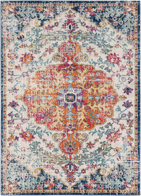 Surya Harput Hap-1000 Aqua, Off-White, Blue, Red, Saffron, Burnt Orange Rug.