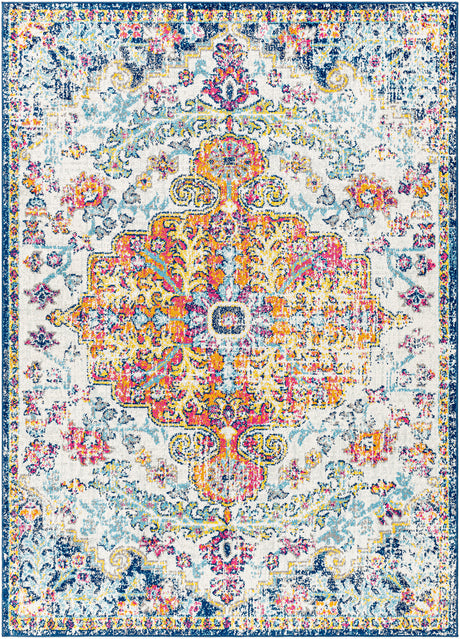 Surya Harput Hap-1000 Aqua, Off-White, Blue, Red, Saffron, Burnt Orange Rug.