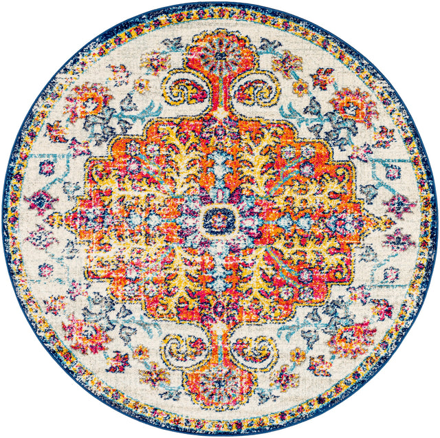 Surya Harput Hap-1000 Aqua, Off-White, Blue, Red, Saffron, Burnt Orange Rug.