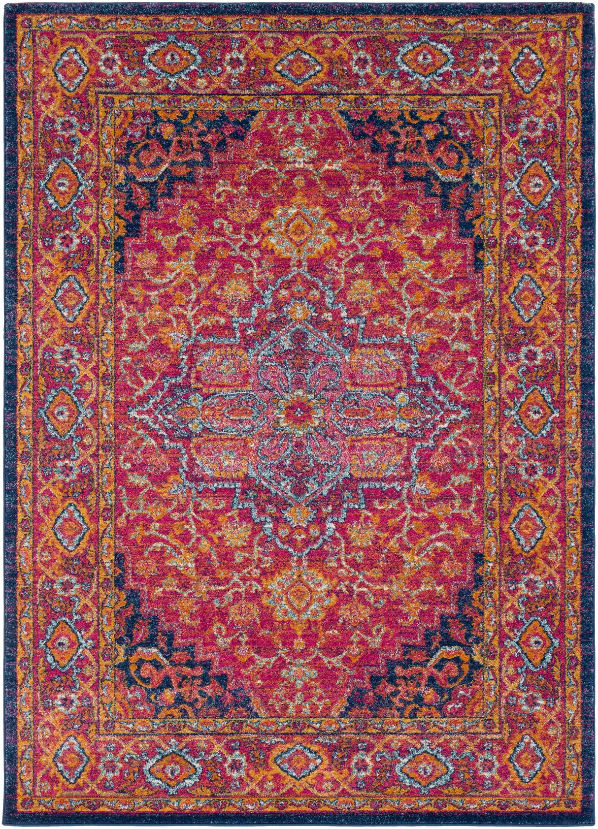Surya Harput Hap-1009 Burgandy, Navy, Mustard, Burnt Orange, Teal, Ivory Rug.