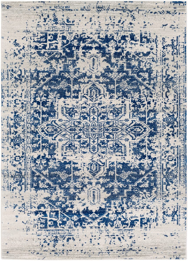 Surya Harput Hap-1021 Navy, Medium Gray, Light Beige Rug.