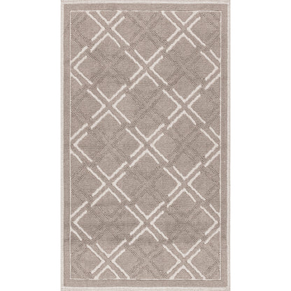 Nuloom Sheridan Textured Diamond Psko01C Beige Area Rug