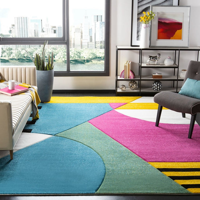 Safavieh Hollywood Hlw706C Peacock Blue / Fuchsia Rugs