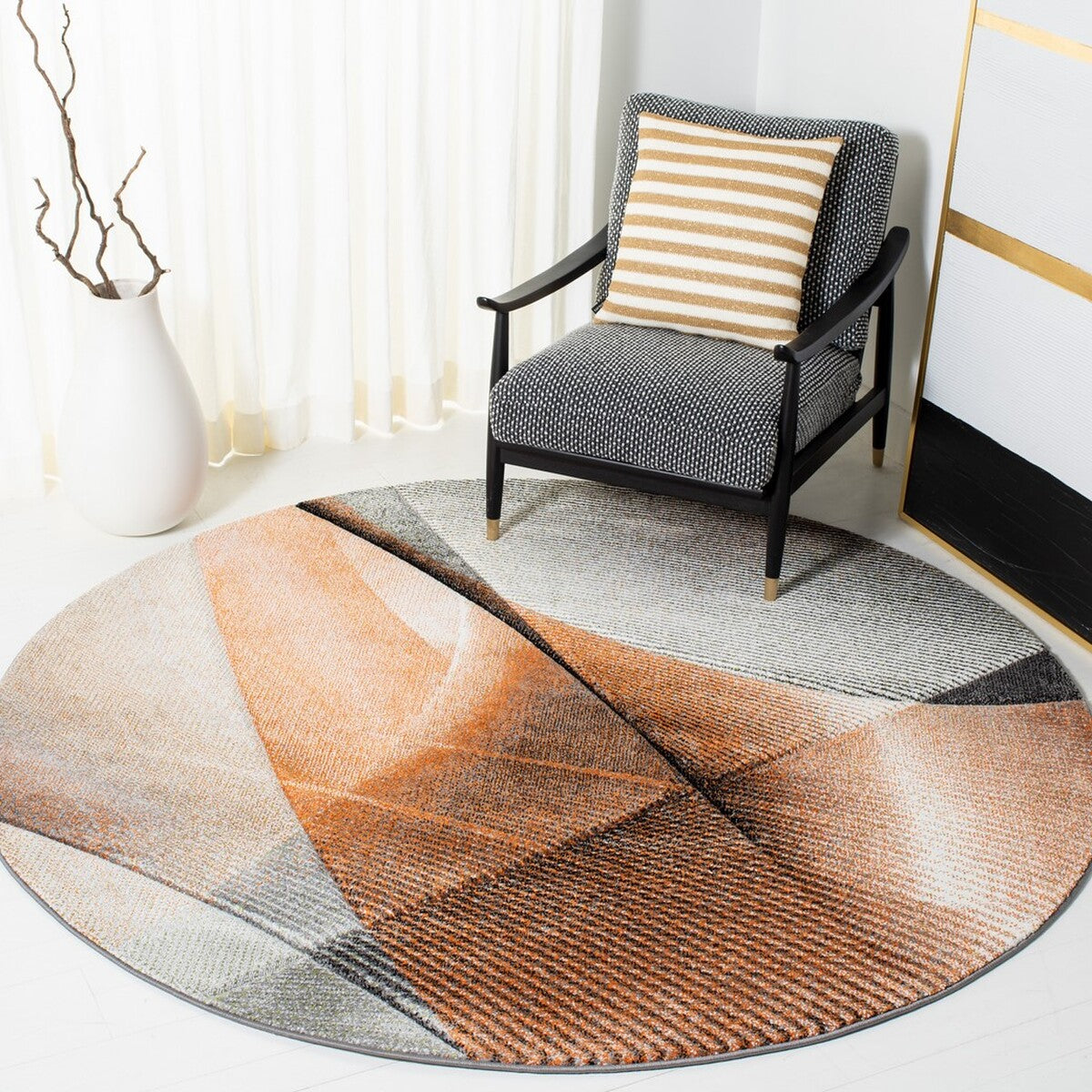 Safavieh Hollywood Hlw715P Grey/Orange Rugs