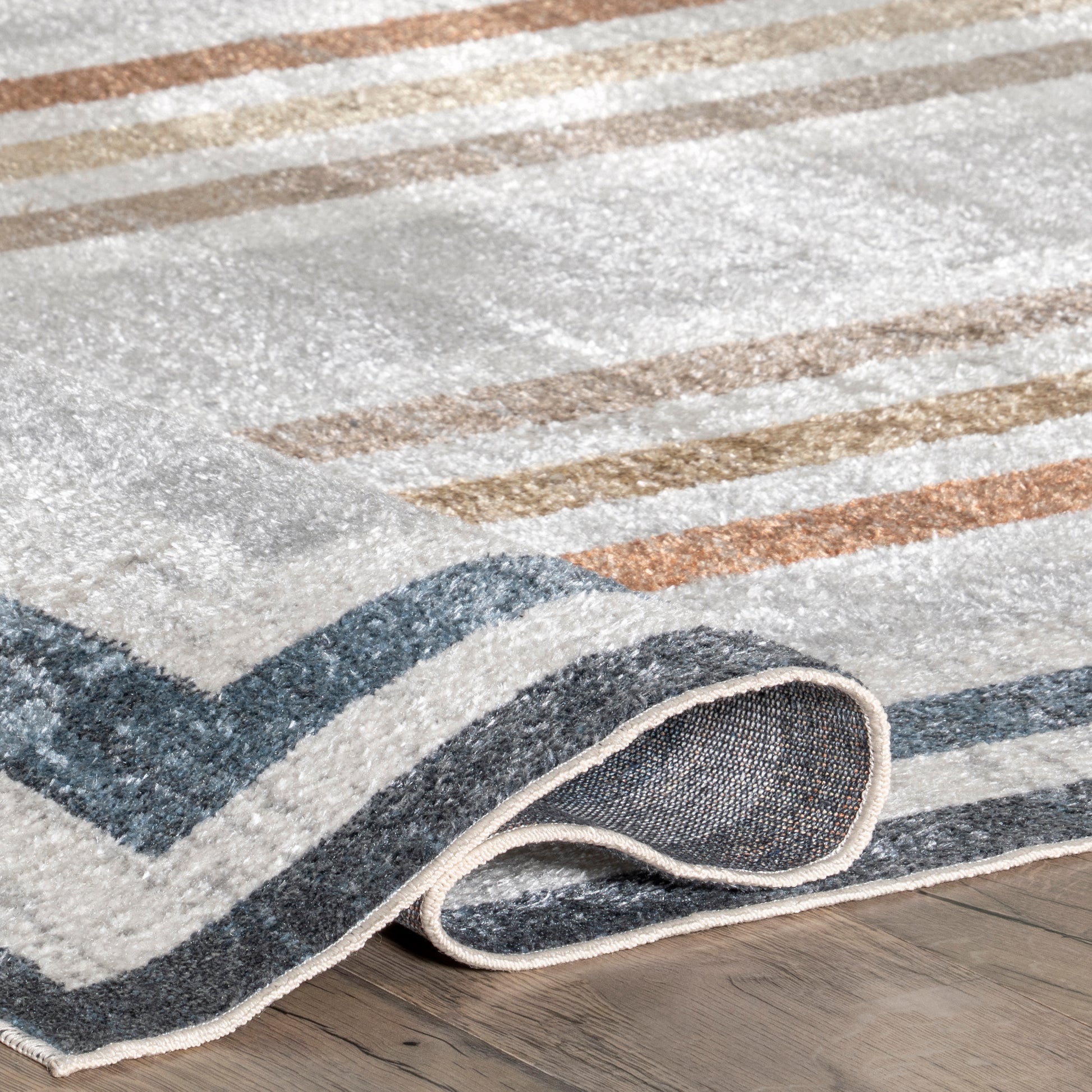 Nuloom Alienor Striped Grhn04A Blue Area Rug