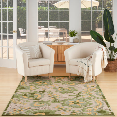 Nourison Aloha Alh17 Ivory Green Area Rug