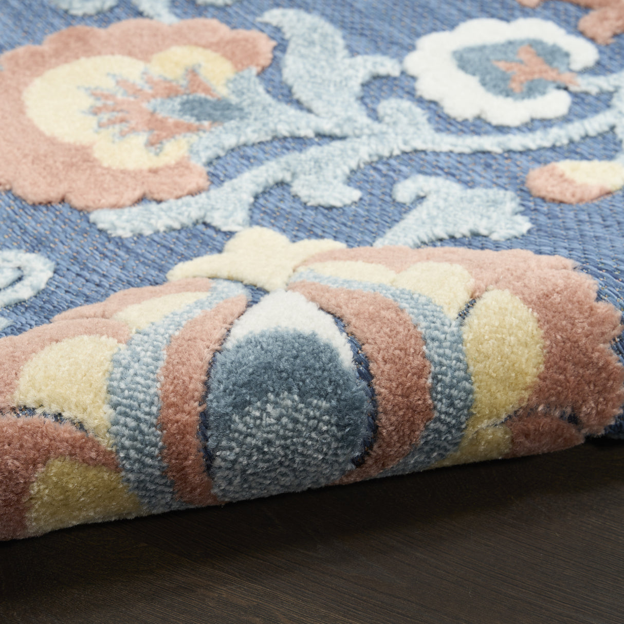 Nourison Aloha ALH17 Machine Made Blue, Rose Rug