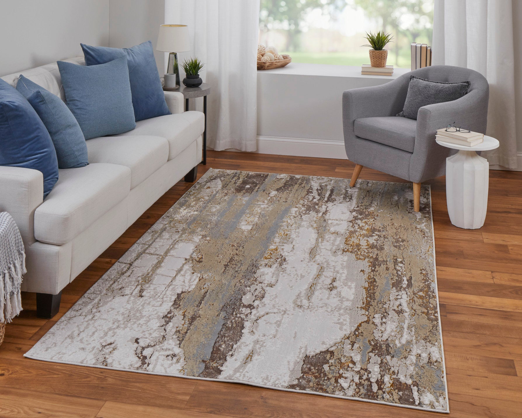 Feizy Aura Aur39Lmf Ivory/Gold/Brown Area Rug