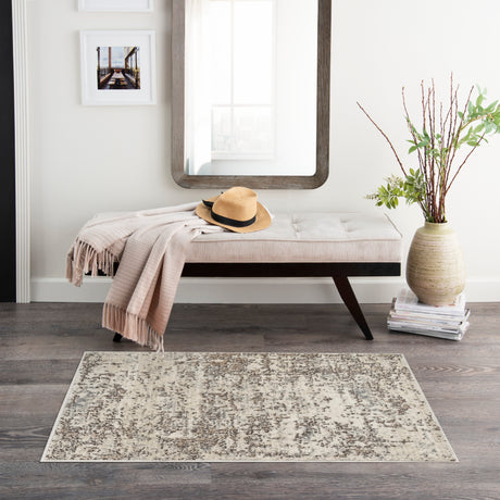 Nourison Quarry QUA17 Machine Made Ivory, Beige Rug