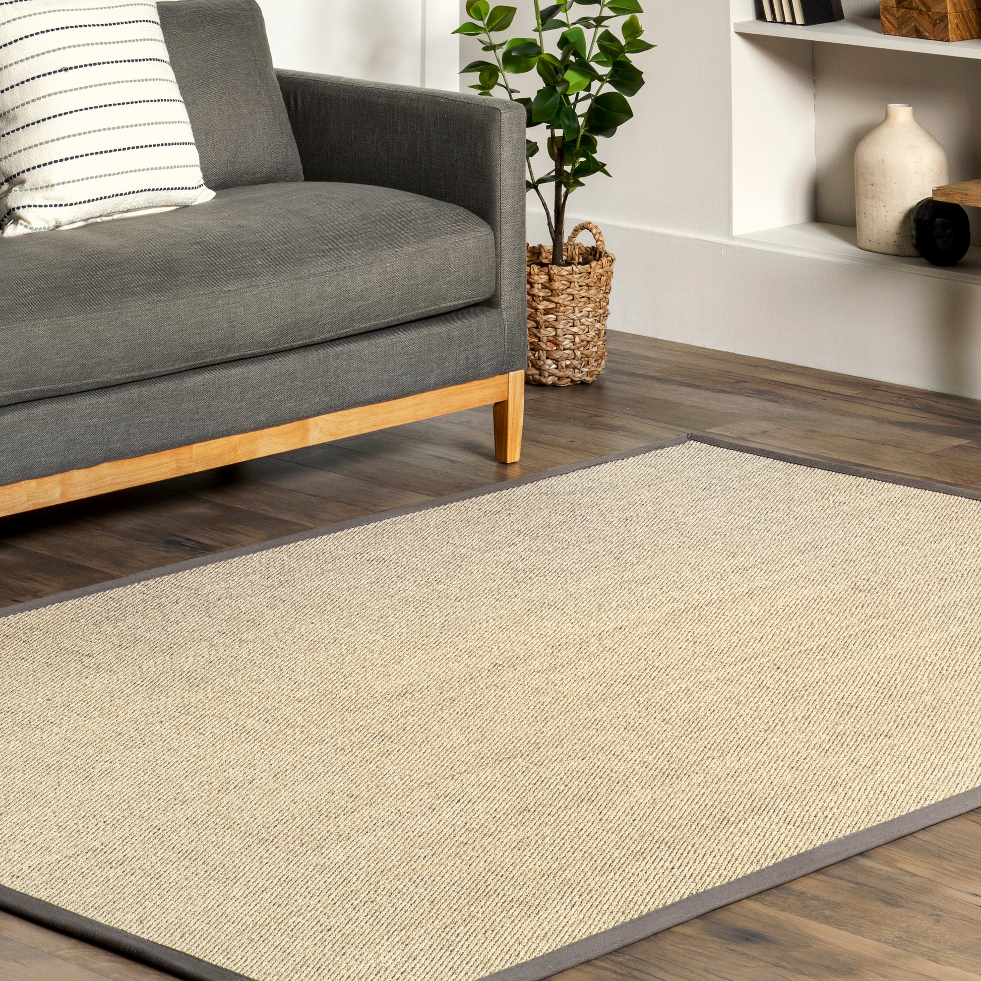 Nuloom Bordered Chloe Sisal Zhss05A Gray Area Rug