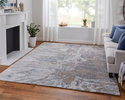 Feizy Zarah Zrh8918F Gray/Tan/Blue Area Rug