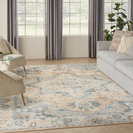 Nourison Astra Machine Washable Asw12 Beige Blue Area Rug