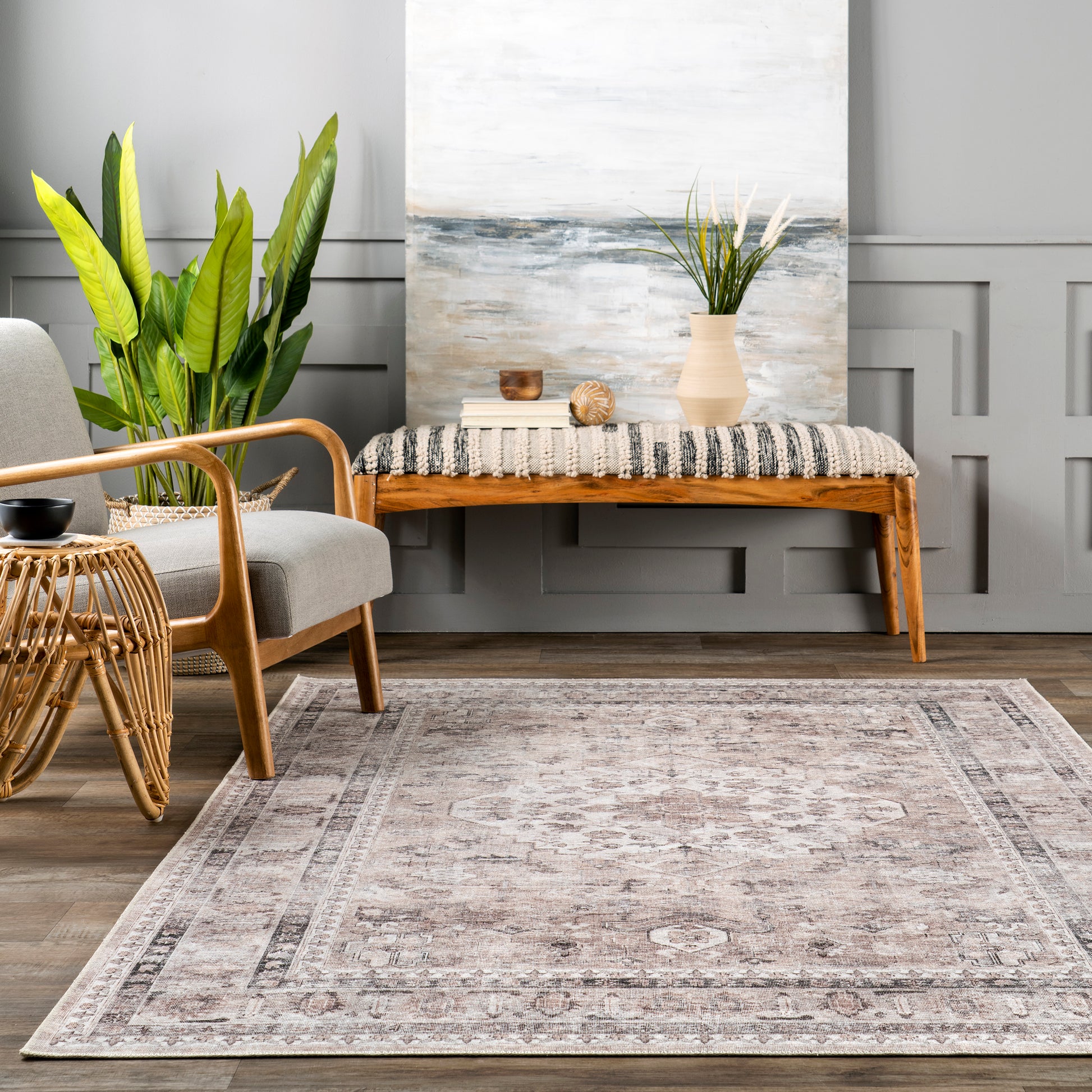 Nuloom Davi Faded Hjth03A Taupe Area Rug