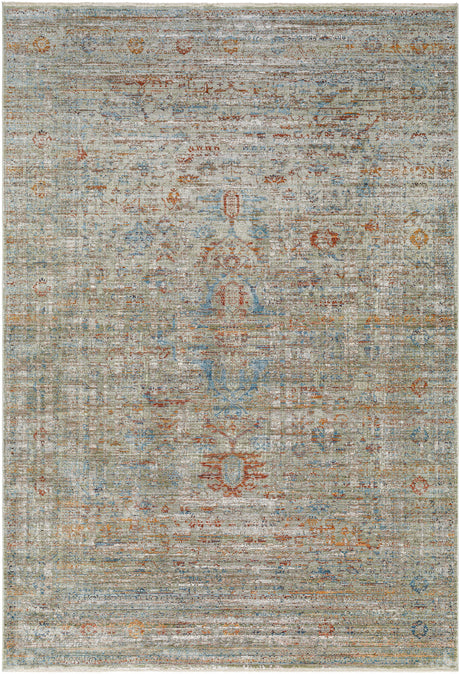 Surya Isfahan Isf-2304 Olive, Gray, Black, Rust, Amber, Dark Blue Rug.