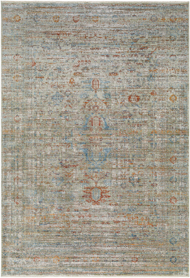 Surya Isfahan Isf-2304 Olive, Gray, Black, Rust, Amber, Dark Blue Rug.