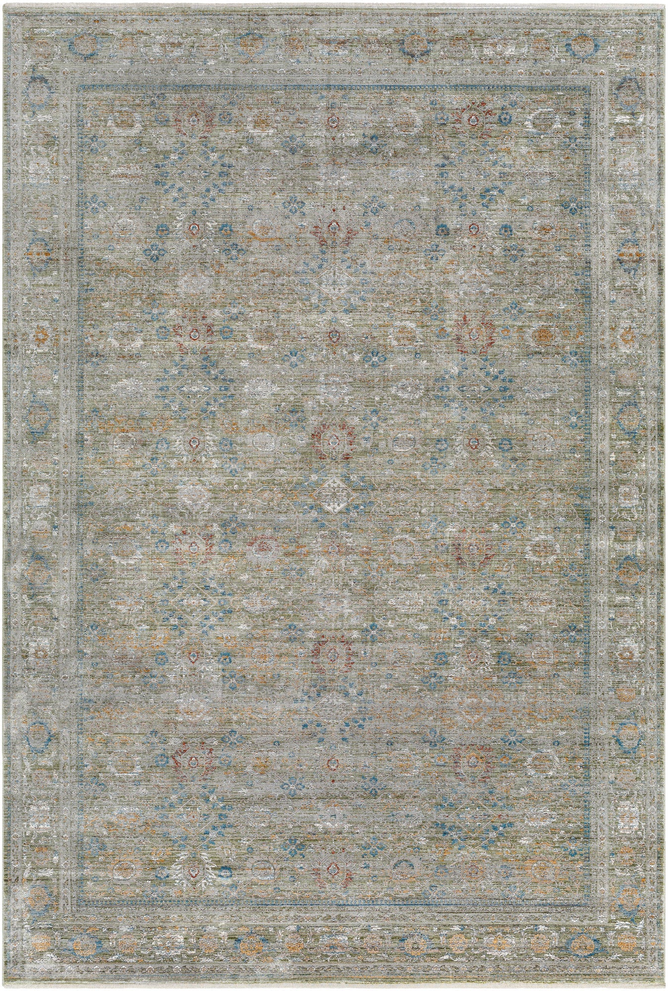 Surya Isfahan Isf-2308 Olive, Gray, Black, Dark Blue, White, Rust Area Rug