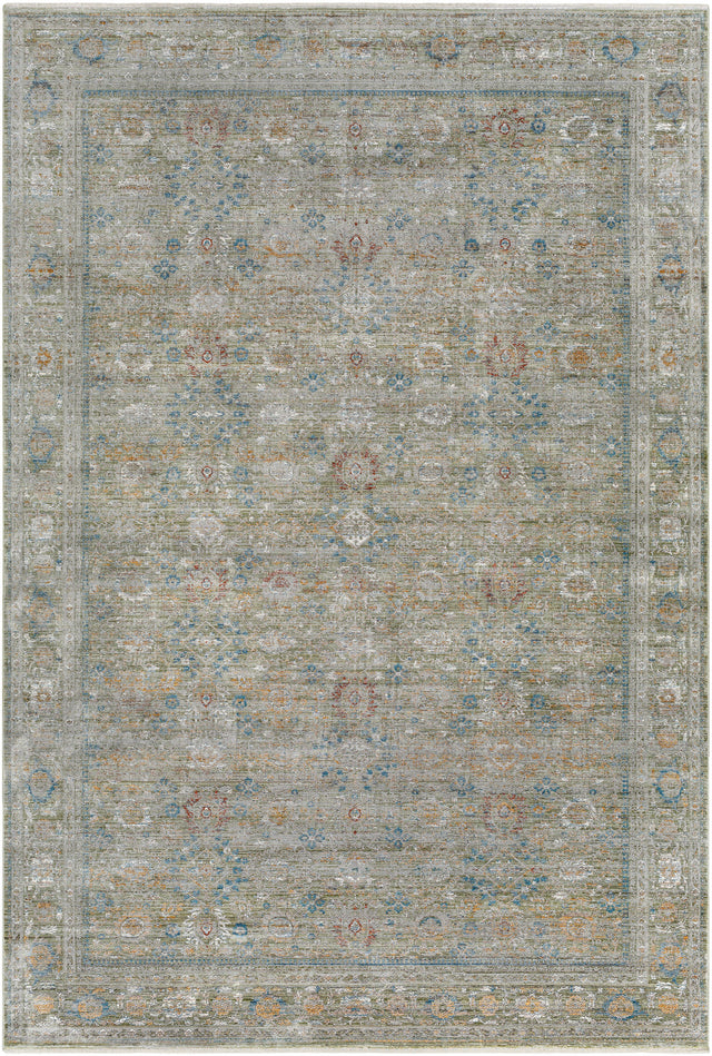 Surya Isfahan Isf-2308 Olive, Gray, Black, Dark Blue, White, Rust Rug.