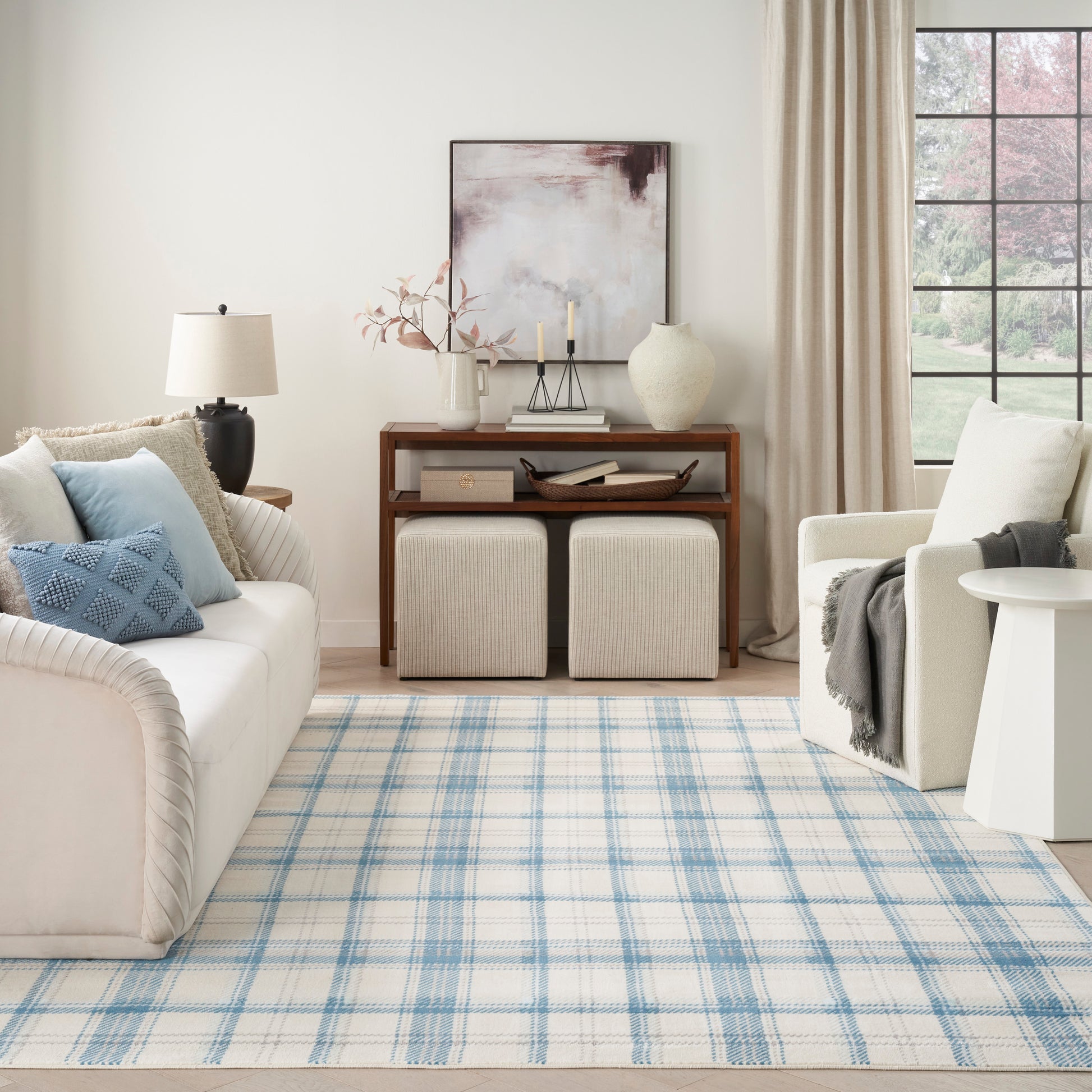 Nourison Grafix Grf03 Ivory Blue Area Rug