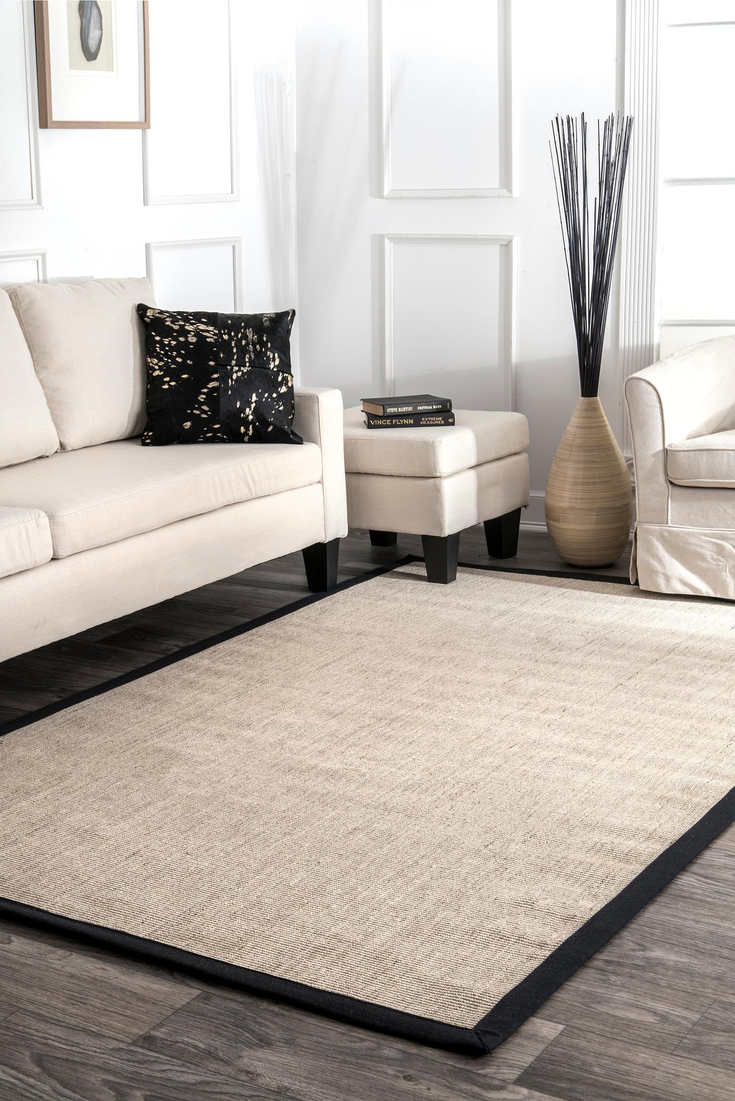 Nuloom Bordered Maryjo Sisal Zhss03B Black Area Rug