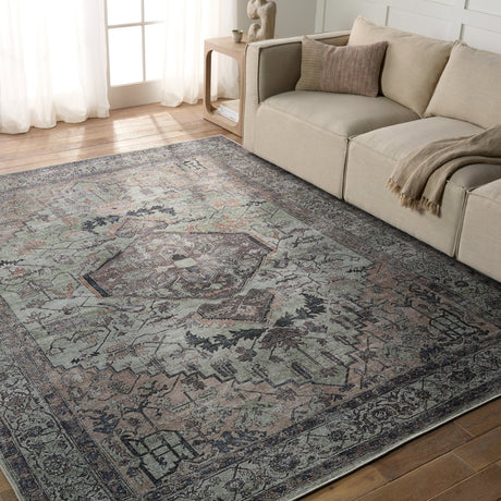 Jaipur Abbott By Label J Abbott Vin04 Green/Dark Brown Rug.