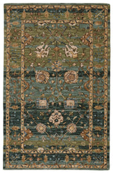 Jaipur Cardamom Ahava Com03 Green/Blue Rugs.