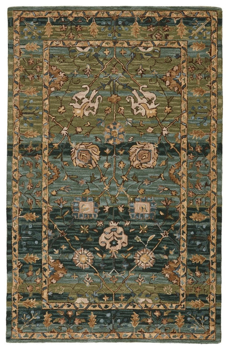 Jaipur Cardamom Ahava Com03 Green/Blue Rugs.