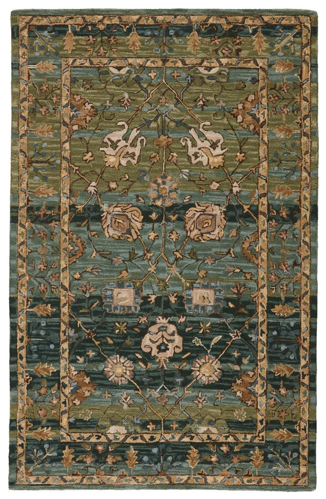 Jaipur Cardamom Ahava Com03 Green/Blue Rugs.