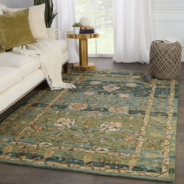 Jaipur Cardamom Ahava Com03 Green/Blue Rugs.