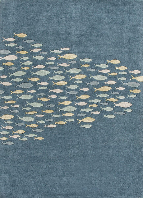 Jaipur Coastal Resort Schooled Cor01 Captains Blue / Harbor Gray Rugs.