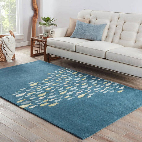 Jaipur Coastal Resort Schooled Cor01 Captains Blue / Harbor Gray Rugs.