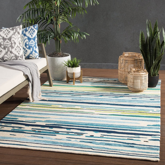 Jaipur Colours Sketchy Lines Co19 Blue/Green Rug.