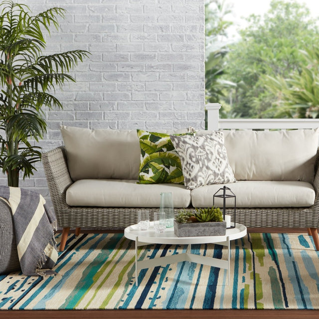 Jaipur Colours Sketchy Lines Co19 Blue/Green Rug.