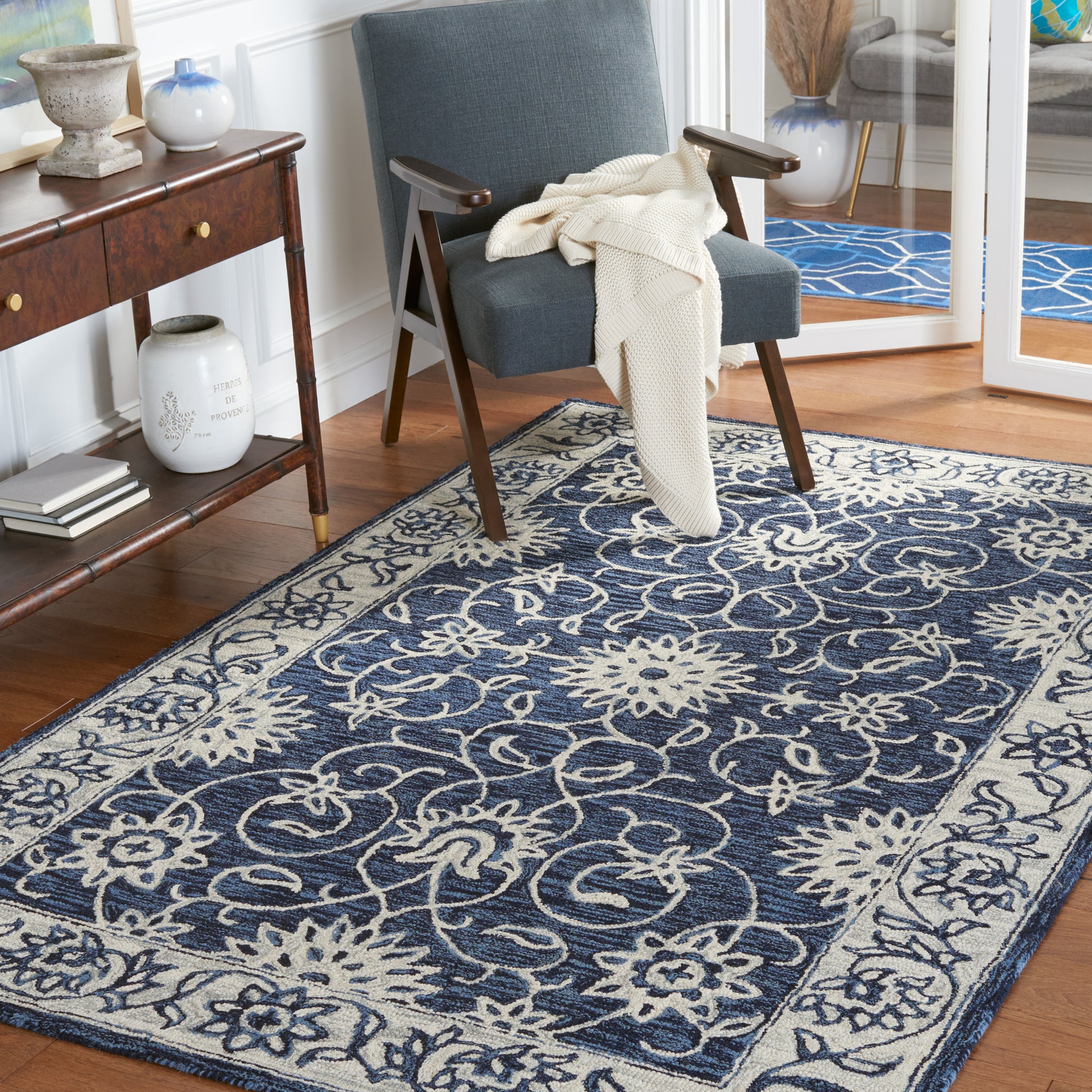 Safavieh Jardin Jar601N Navy/Ivory Area Rug