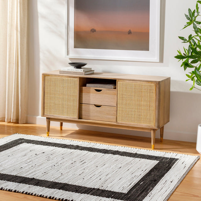 Surya Jean Jea-2303 Ivory, Black Rug.