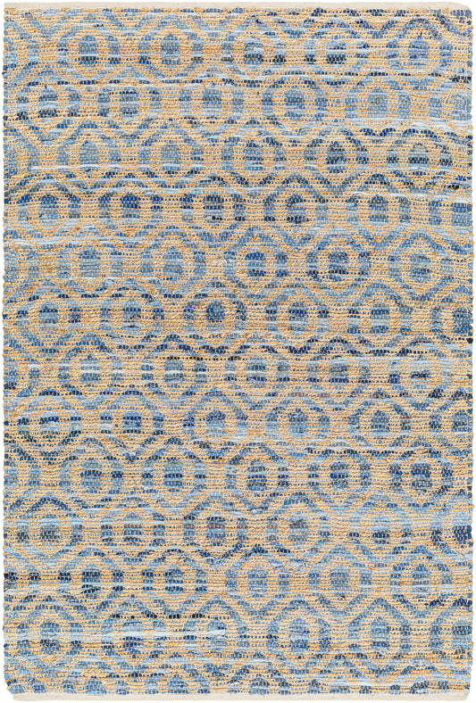 Surya Jean Jea-2304 Tan, Beige, Dark Blue, Blue, Light Blue Area Rug