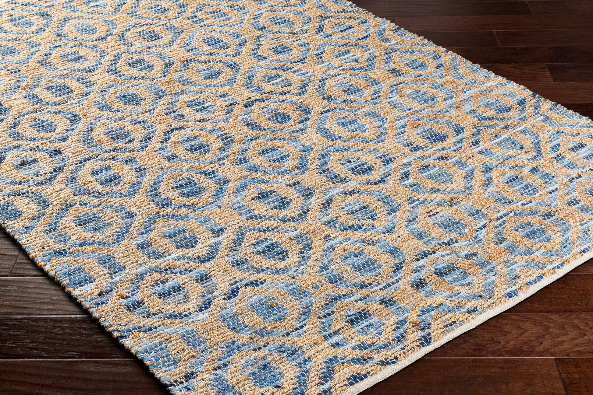 Surya Jean Jea-2304 Tan, Beige, Dark Blue, Blue, Light Blue Area Rug