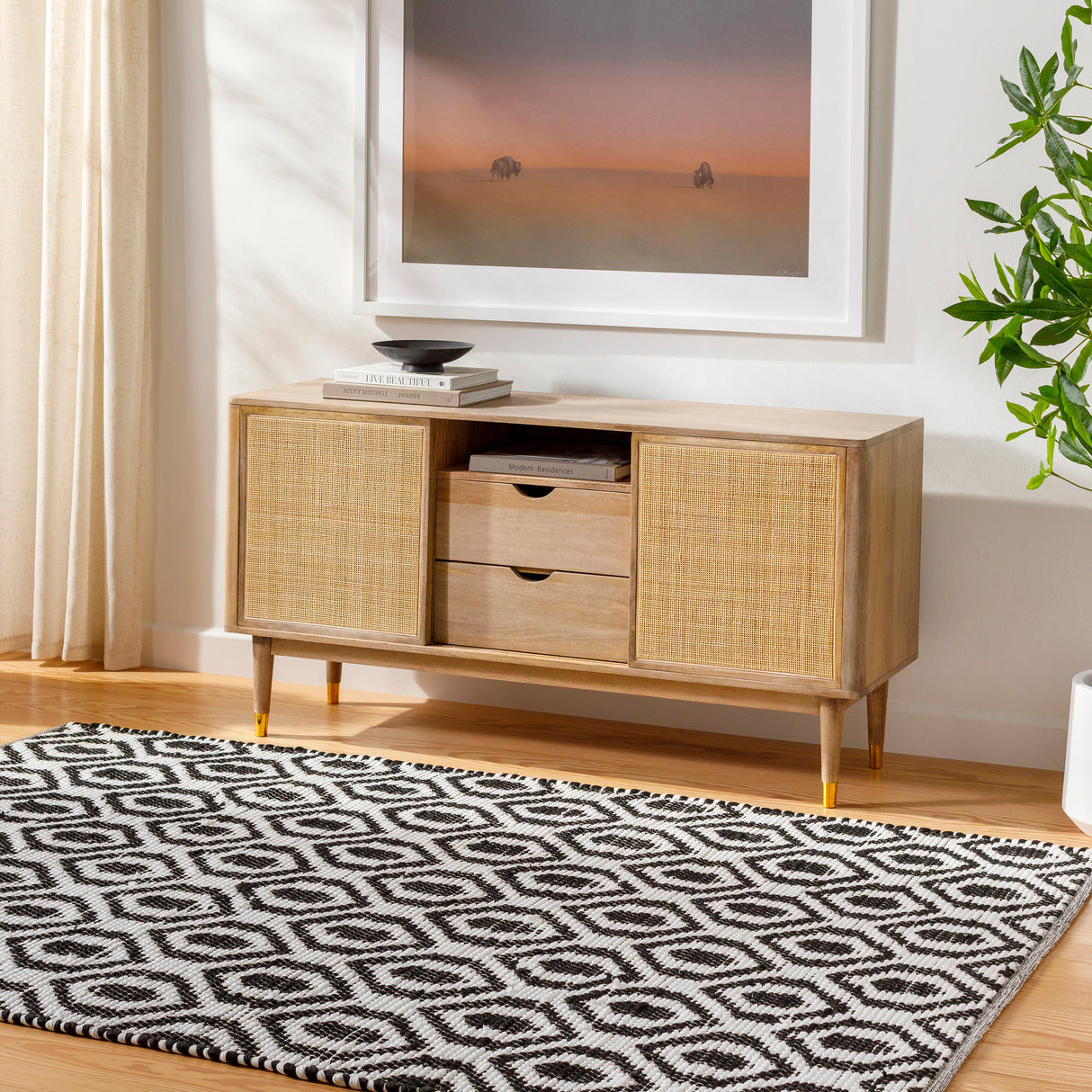 Surya Jean Jea-2307 Ivory, Black Rug.