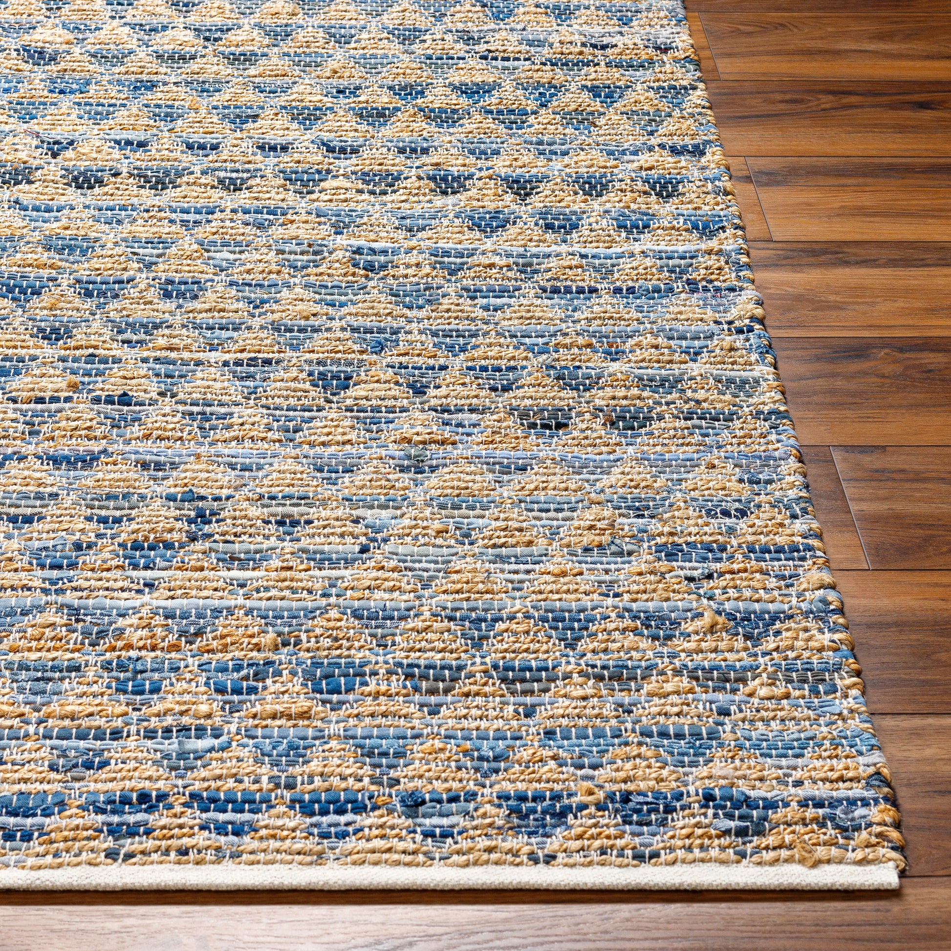 Surya Jean Jea-2308 Tan, Beige, Dark Blue, Blue, Light Blue Area Rug