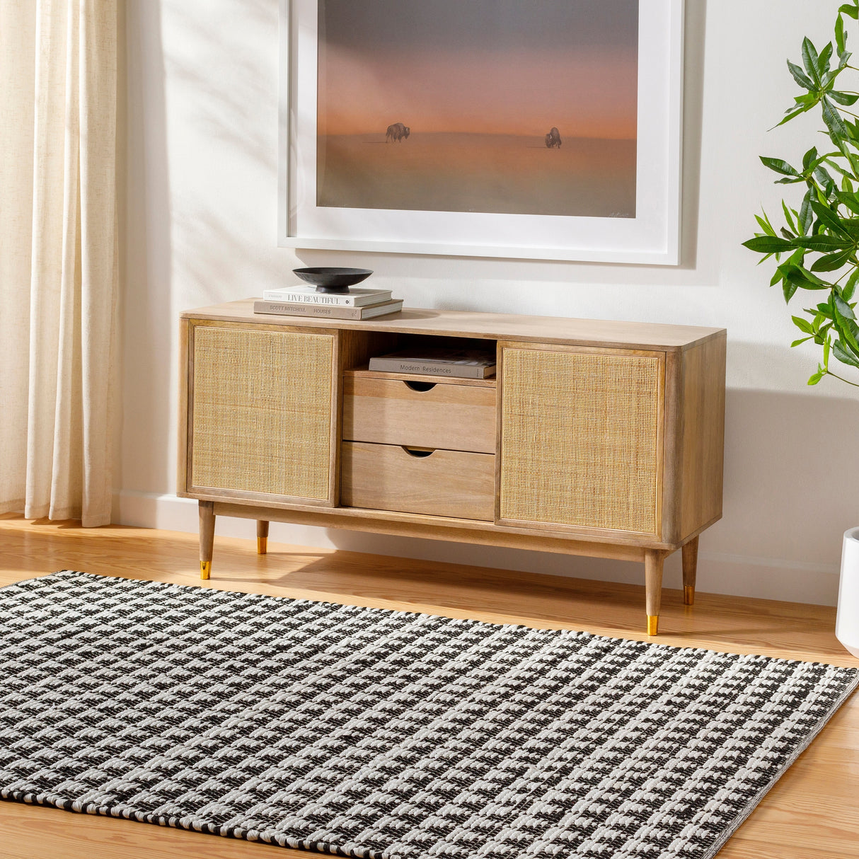 Surya Jean Jea-2311 Ivory, Black Rug.