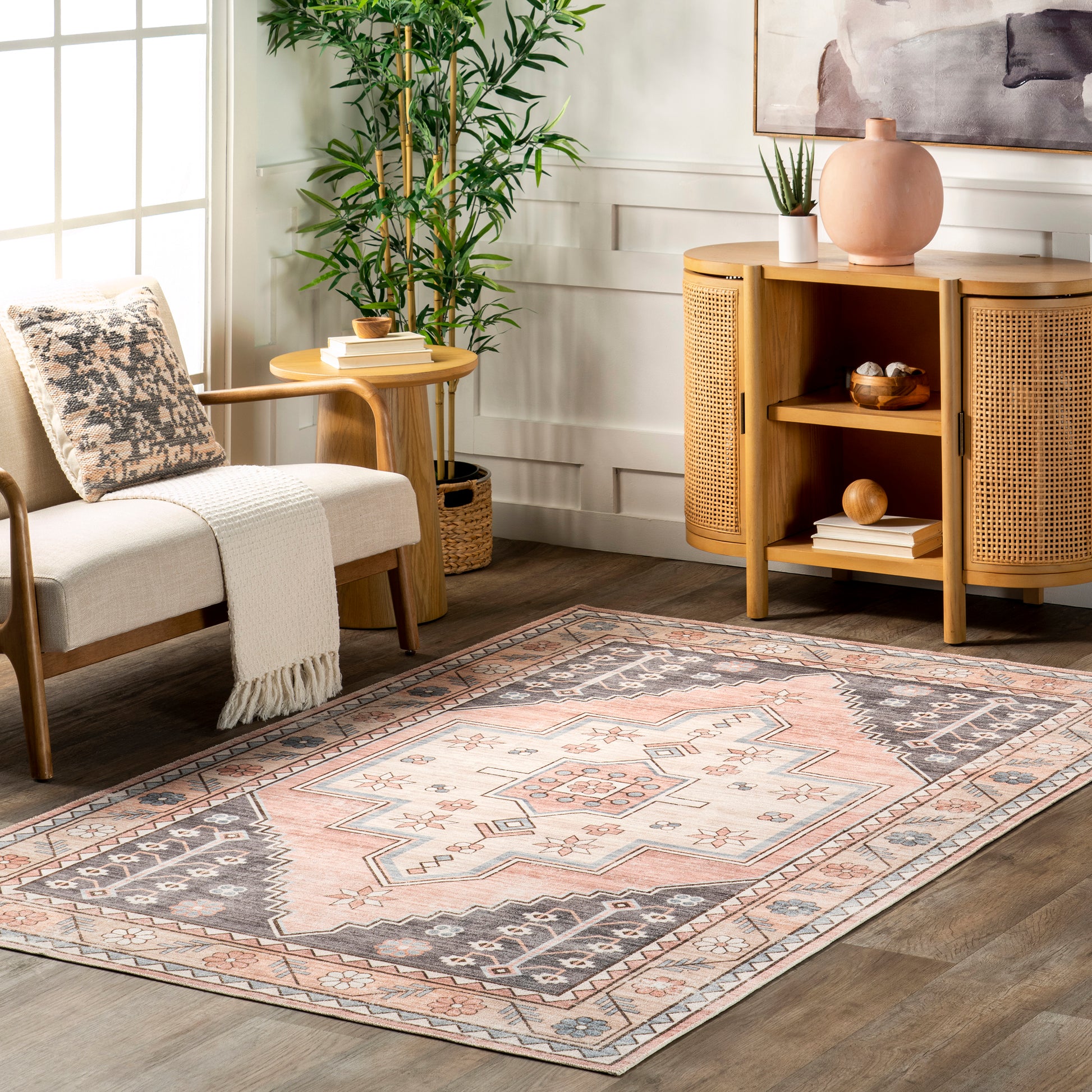 Nuloom Catreena Transitional Floral Birv98A Pink Area Rug