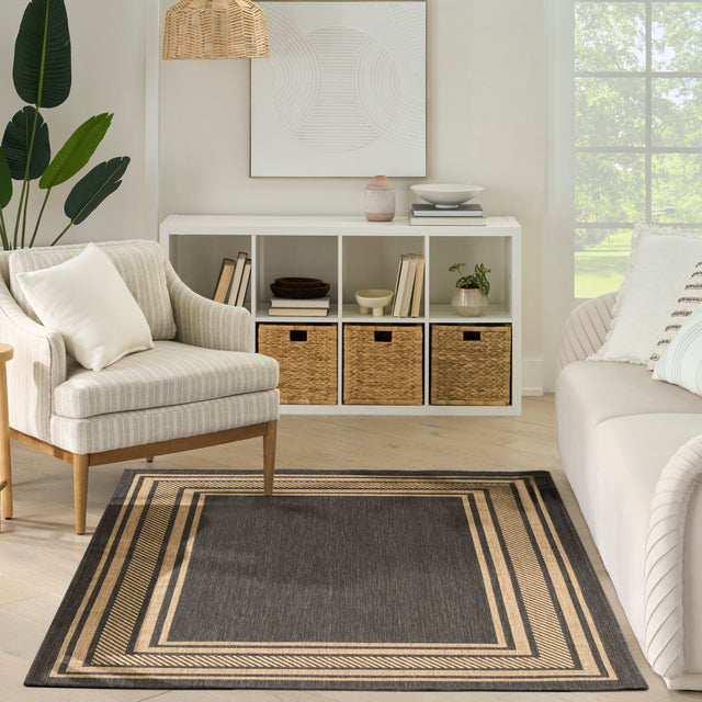 Nourison Horizon Indoor/Outdoor HOZ03 Charcoal Contemporary Area Rugs