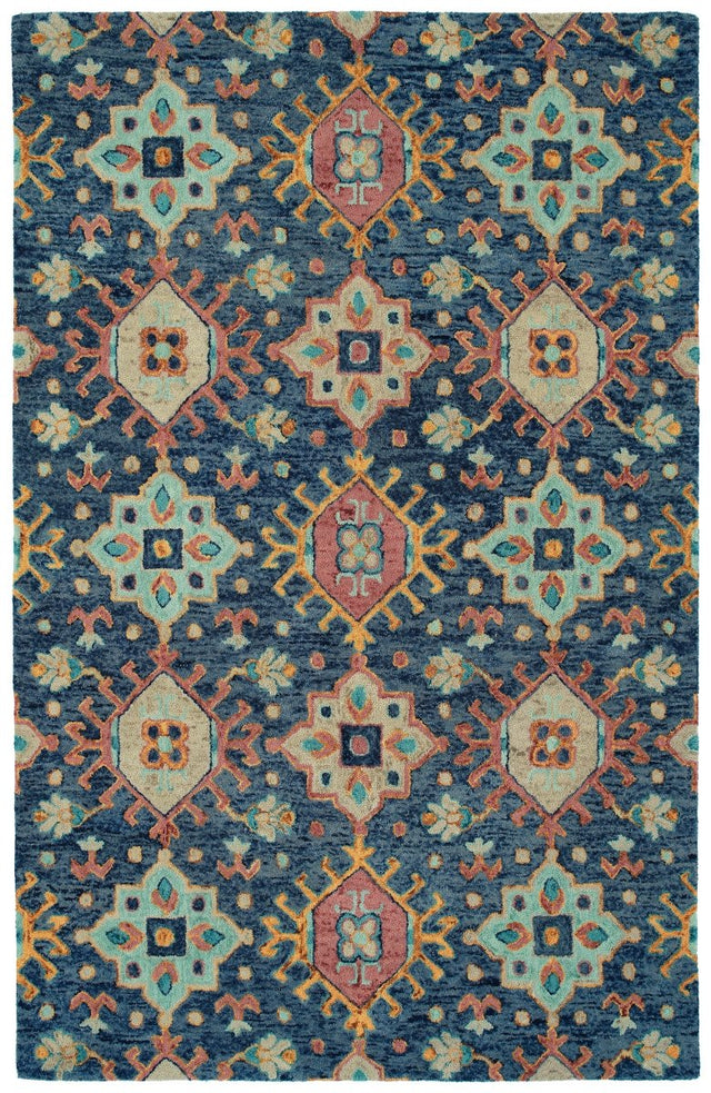 Kaleen Chancellor Cha10-22 Navy, Lt Blue, Sand, Teal Rugs.