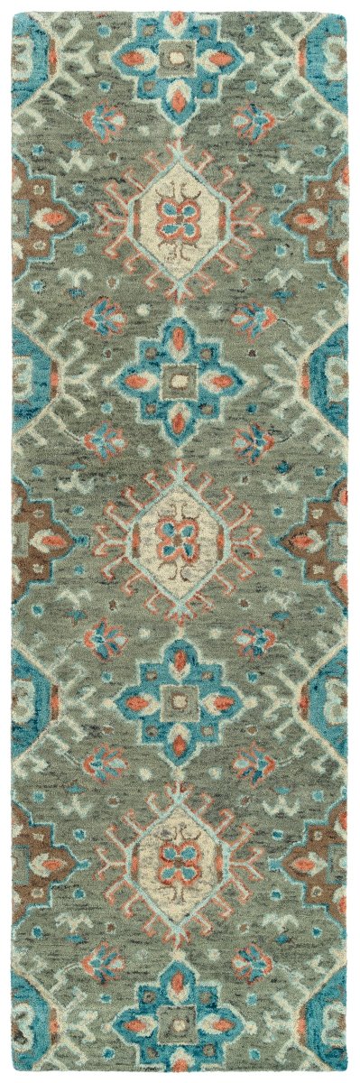 Kaleen Chancellor Cha10-75 Gray, Sage, Teal, Brown Rugs.