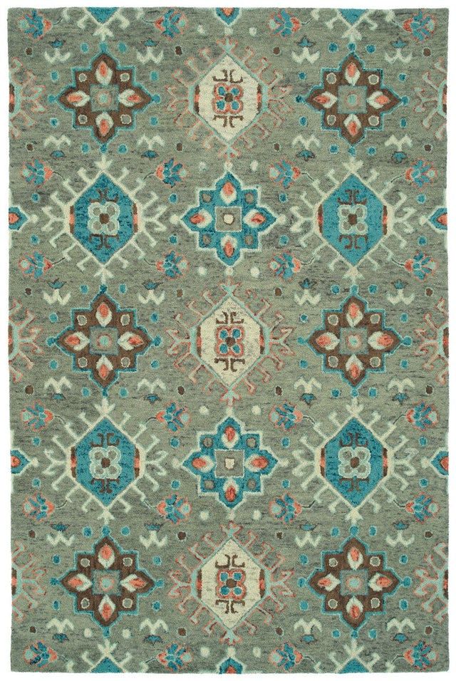 Kaleen Chancellor Cha10-75 Gray, Sage, Teal, Brown Rugs.