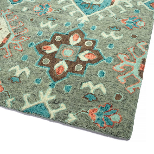 Kaleen Chancellor Cha10-75 Gray, Sage, Teal, Brown Rugs.