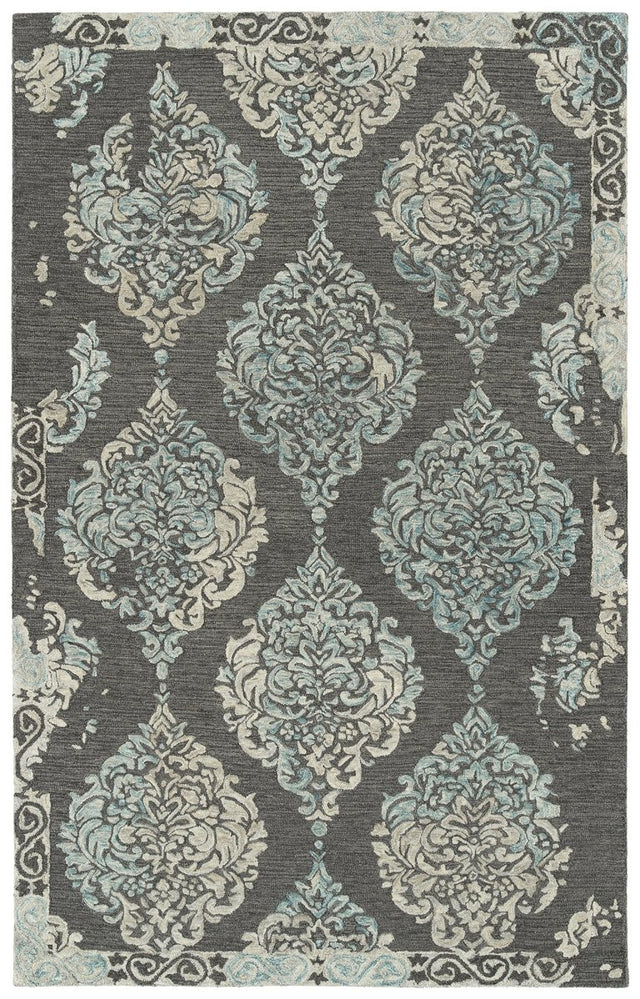 Kaleen Elijah Eli97-68 Graphite, Gray, Blue, Linen Rugs.