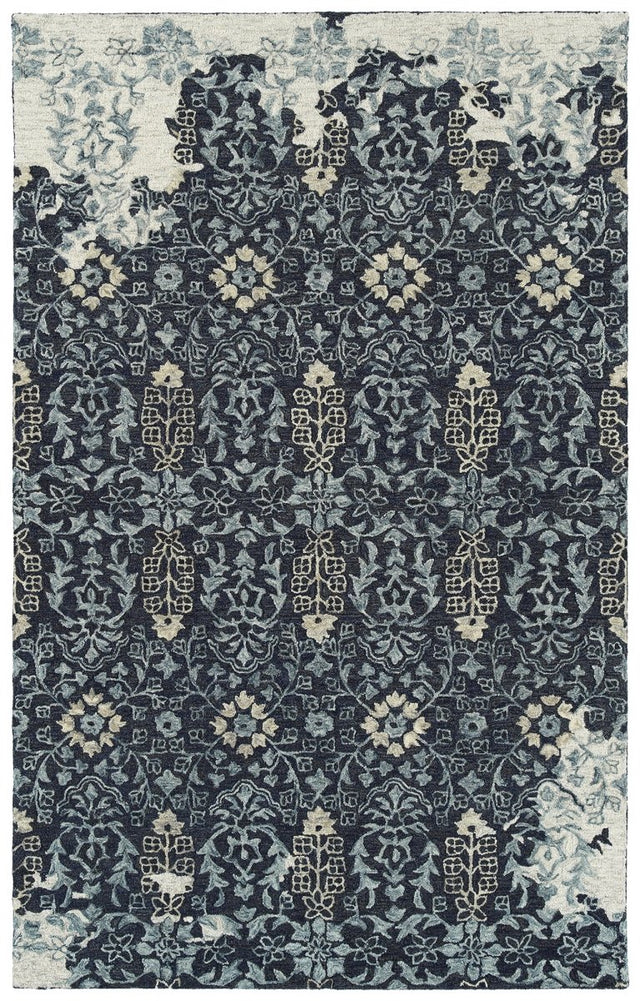 Kaleen Elijah Eli98-22 Navy, Charcoal, Denim, Linen Rugs.